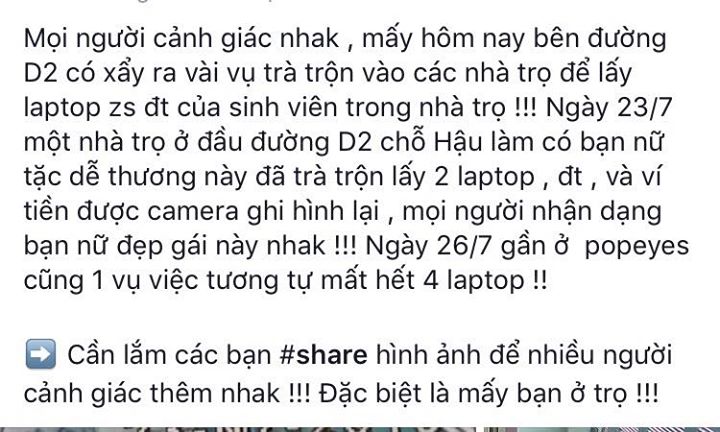 đóng giả thuê phòng Trộm cắp tại các khực nhà trọ